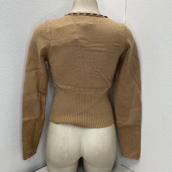 NEW FRANKIES BIKINIS X BELLA HADID Women’s Texas Knit Cardigan – Brown – Size L - Picture 2 of 9